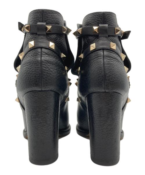 VALENTINO（ヴァレンティノ）VALENTINO (ヴァレンティノ) ロックスタッズショートブーツ ブラック サイズ:37の古着・服飾アイテム