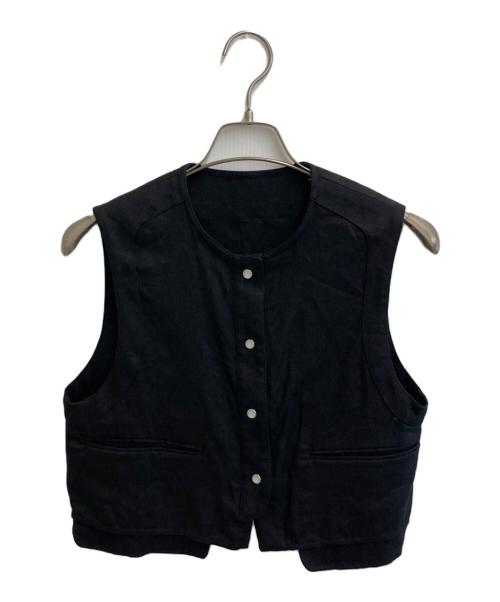 BACCA（バッカ）BACCA (バッカ) リネンツイル ショートベスト ブラック サイズ:36の古着・服飾アイテム