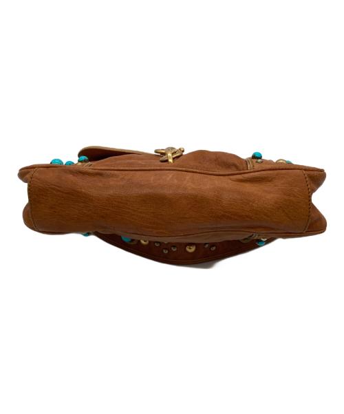 MIU MIU（ミュウミュウ）MIU MIU (ミュウミュウ) スタッズレザーハンドバッグ ブラウンの古着・服飾アイテム