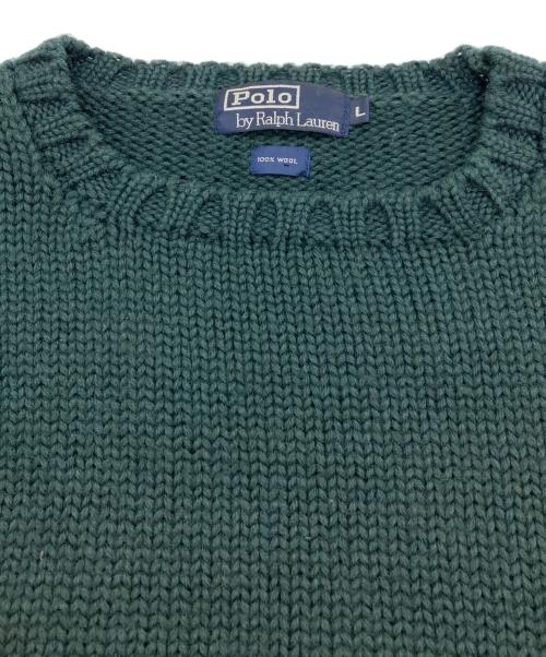 POLO RALPH LAUREN（ポロ・ラルフローレン）POLO RALPH LAUREN (ポロ・ラルフローレン) ウールクルーネックニット グリーン サイズ:Lの古着・服飾アイテム