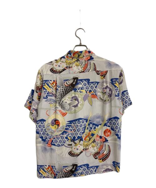 Sun Surf（サンサーフ）Sun Surf (サンサーフ) 鯉柄アロハシャツ グレー×ブルー サイズ:SIZE Sの古着・服飾アイテム