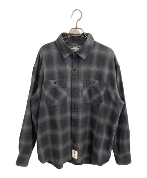 NEIGHBORHOOD（ネイバーフッド）NEIGHBORHOOD (ネイバーフッド) WIND AND SEA (ウィンダンシー) OMBRE CHECK SHIRT ブラック サイズ:Ｌの古着・服飾アイテム