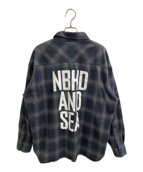 NEIGHBORHOOD（ネイバーフッド）NEIGHBORHOOD (ネイバーフッド) WIND AND SEA (ウィンダンシー) OMBRE CHECK SHIRT ブラック サイズ:Ｌの古着・服飾アイテム