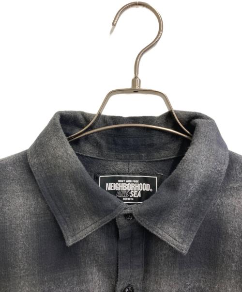 NEIGHBORHOOD（ネイバーフッド）NEIGHBORHOOD (ネイバーフッド) WIND AND SEA (ウィンダンシー) OMBRE CHECK SHIRT ブラック サイズ:Ｌの古着・服飾アイテム