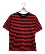 Hysteric Glamourヒステリックグラマー）の古着「22SS HYS TIMES 刺繍 ボーダー リンガーネック Tシャツ」｜レッド×ブラック