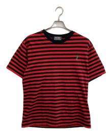 Hysteric Glamour（ヒステリックグラマー）の古着「22SS HYS TIMES 刺繍 ボーダー リンガーネック Tシャツ」｜レッド×ブラック