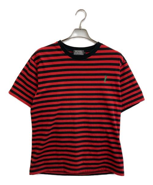 Hysteric Glamour（ヒステリックグラマー）Hysteric Glamour (ヒステリックグラマー) 22SS HYS TIMES 刺繍 ボーダー リンガーネック Tシャツ レッド×ブラック サイズ:SIZE Lの古着・服飾アイテム