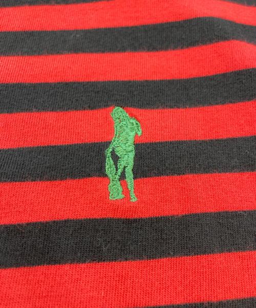 Hysteric Glamour（ヒステリックグラマー）Hysteric Glamour (ヒステリックグラマー) 22SS HYS TIMES 刺繍 ボーダー リンガーネック Tシャツ レッド×ブラック サイズ:SIZE Lの古着・服飾アイテム