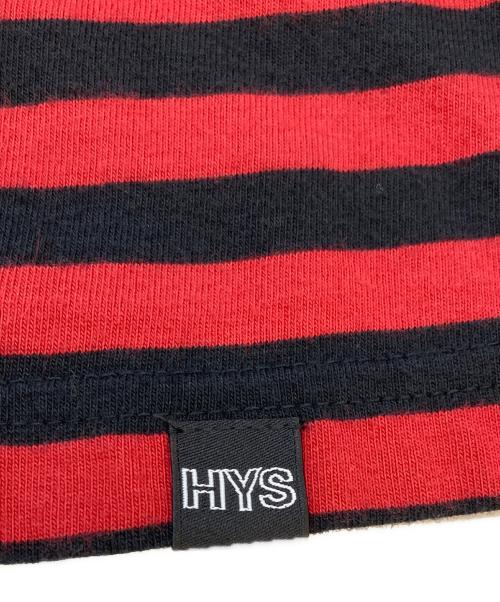Hysteric Glamour（ヒステリックグラマー）Hysteric Glamour (ヒステリックグラマー) 22SS HYS TIMES 刺繍 ボーダー リンガーネック Tシャツ レッド×ブラック サイズ:SIZE Lの古着・服飾アイテム
