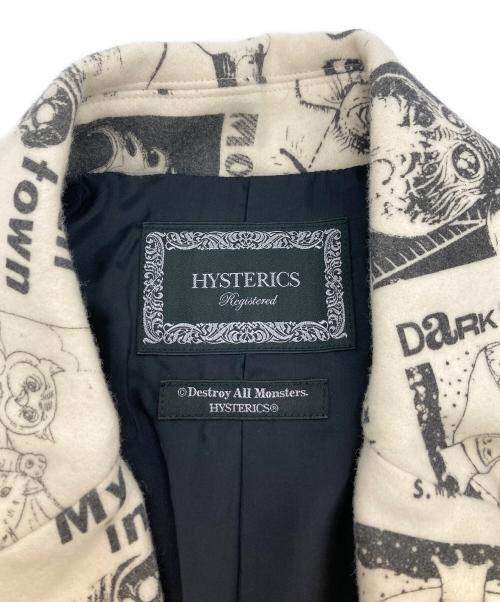 hysterics（ヒステリックス）hysterics (ヒステリックス) Destroy All Monsters (デストロイ オール モンスターズ) チェスターコート アイボリー×ブラック サイズ:ＦＲＥＥの古着・服飾アイテム