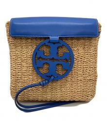 TORY BURCH（トリーバーチ）の古着「Miller Straw Crossbody」｜ブルー×ベージュ