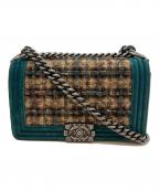 CHANELシャネル）の古着「チェーンショルダーバッグ」｜グリーン×ブラウン
