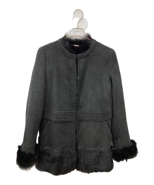 BLUMARINE（ブルマリン）BLUMARINE (ブルマリン) ムートンコート ブラック サイズ:40の古着・服飾アイテム