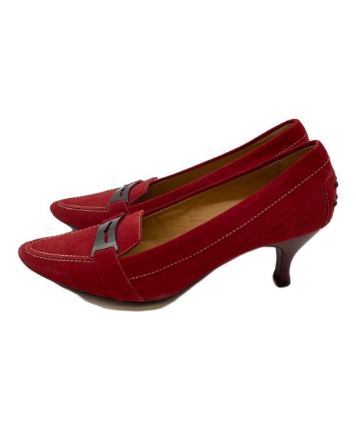 TOD'S（トッズ）TOD'S (トッズ) スウェードパンプス レッド サイズ:24の古着・服飾アイテム