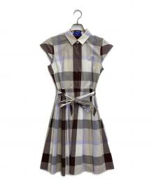 BLUE LABEL CRESTBRIDGE（ブルーレーベルクレストブリッジ）の古着「チェック柄ワンピース」｜ベージュ