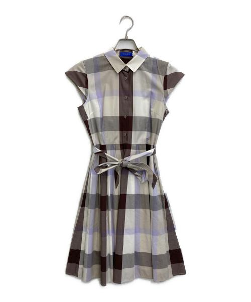 BLUE LABEL CRESTBRIDGE（ブルーレーベルクレストブリッジ）BLUE LABEL CRESTBRIDGE (ブルーレーベルクレストブリッジ) チェック柄ワンピース ベージュ サイズ:SIZE 38の古着・服飾アイテム