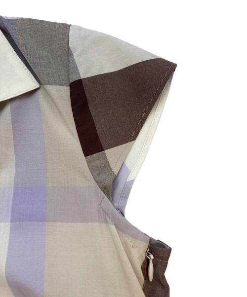 BLUE LABEL CRESTBRIDGE（ブルーレーベルクレストブリッジ）BLUE LABEL CRESTBRIDGE (ブルーレーベルクレストブリッジ) チェック柄ワンピース ベージュ サイズ:SIZE 38の古着・服飾アイテム