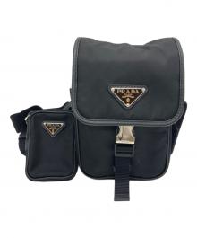 PRADA（プラダ）の古着「ReNylon+SAFFIANO ミニショルダーバッグ」｜ブラック