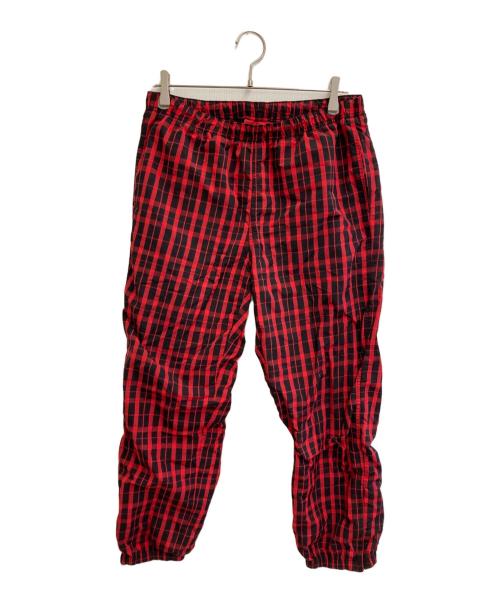 SUPREME（シュプリーム）Supreme (シュプリーム) 18AW Nylon plaid track pants ブラック×レッド サイズ:-の古着・服飾アイテム