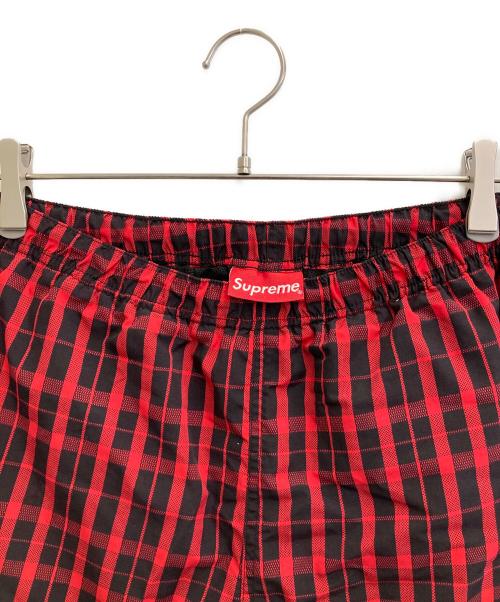SUPREME（シュプリーム）Supreme (シュプリーム) 18AW Nylon plaid track pants ブラック×レッド サイズ:-の古着・服飾アイテム