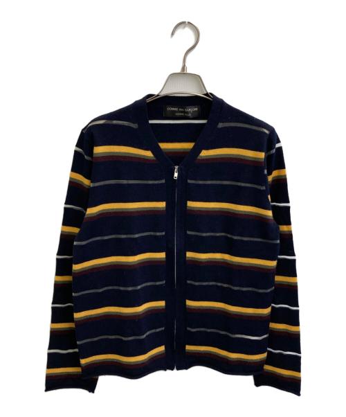 COMME des GARCONS HOMME PLUS（コムデギャルソンオムプリュス）COMME des GARCONS HOMME PLUS (コムデギャルソンオムプリュス) ボーダージップカーディガン ネイビー×イエロー サイズ:Freeの古着・服飾アイテム