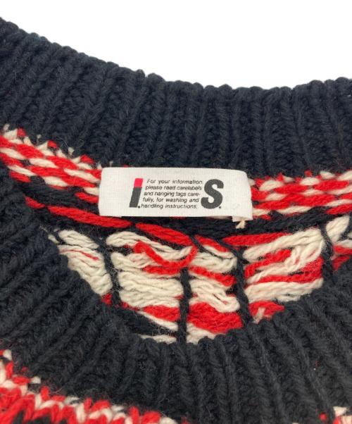 I.S.（アイエス）I.S. (アイエス) フリンジペイズリー柄ニット レッド×ブラック サイズ:9の古着・服飾アイテム