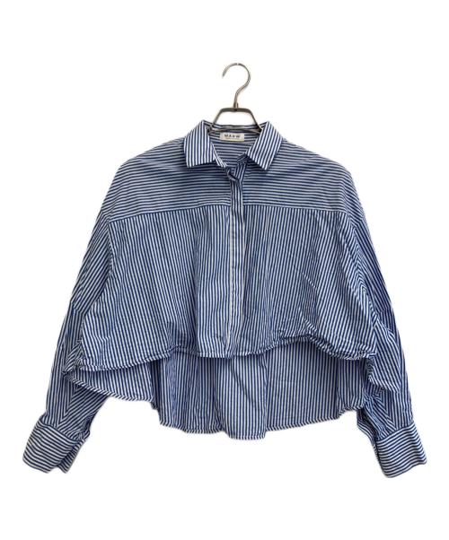 MARW UNITED ARROWS（マルゥ ユナイテッドアローズ）MARW UNITED ARROWS (マルゥ ユナイテッドアローズ) バルーンスリーブ ショート丈シャツ ブルー×ホワイト サイズ:-の古着・服飾アイテム