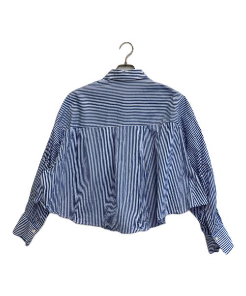 MARW UNITED ARROWS（マルゥ ユナイテッドアローズ）MARW UNITED ARROWS (マルゥ ユナイテッドアローズ) バルーンスリーブ ショート丈シャツ ブルー×ホワイト サイズ:-の古着・服飾アイテム