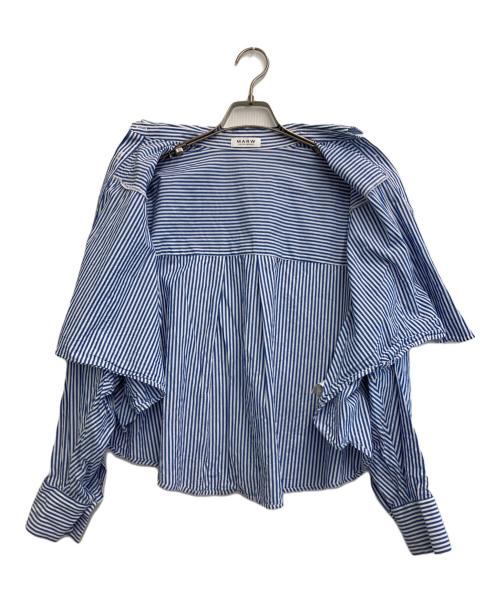 MARW UNITED ARROWS（マルゥ ユナイテッドアローズ）MARW UNITED ARROWS (マルゥ ユナイテッドアローズ) バルーンスリーブ ショート丈シャツ ブルー×ホワイト サイズ:-の古着・服飾アイテム