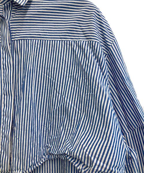 MARW UNITED ARROWS（マルゥ ユナイテッドアローズ）MARW UNITED ARROWS (マルゥ ユナイテッドアローズ) バルーンスリーブ ショート丈シャツ ブルー×ホワイト サイズ:-の古着・服飾アイテム