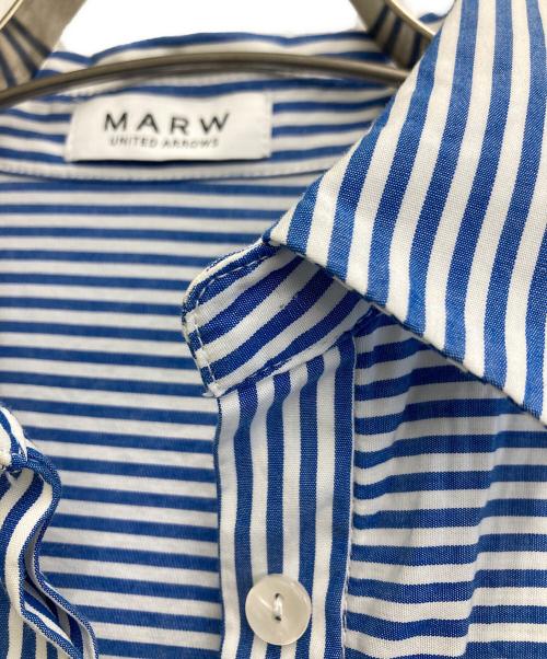 MARW UNITED ARROWS（マルゥ ユナイテッドアローズ）MARW UNITED ARROWS (マルゥ ユナイテッドアローズ) バルーンスリーブ ショート丈シャツ ブルー×ホワイト サイズ:-の古着・服飾アイテム