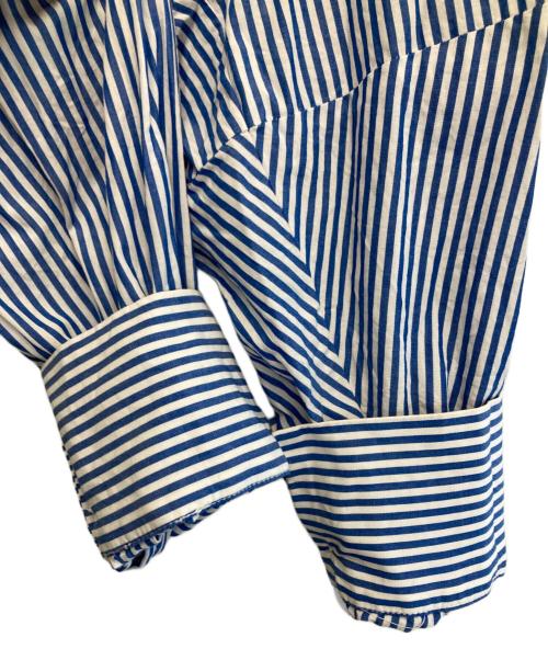 MARW UNITED ARROWS（マルゥ ユナイテッドアローズ）MARW UNITED ARROWS (マルゥ ユナイテッドアローズ) バルーンスリーブ ショート丈シャツ ブルー×ホワイト サイズ:-の古着・服飾アイテム