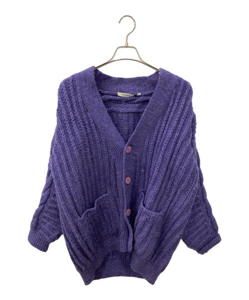 plantation（プランテーション）Plantation (プランテーション) オーバーサイズ ニット カーディガン パープル サイズ:Mの古着・服飾アイテム