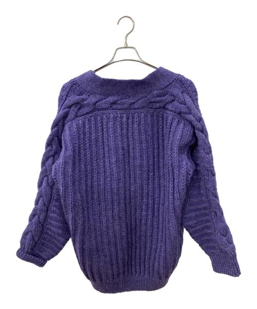 plantation（プランテーション）Plantation (プランテーション) オーバーサイズ ニット カーディガン パープル サイズ:Mの古着・服飾アイテム