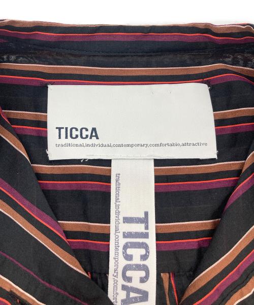 ticca（ティッカ）TICCA (ティッカ) シルクブレンドストライプシャツ ブラック サイズ:SIZE Freeの古着・服飾アイテム