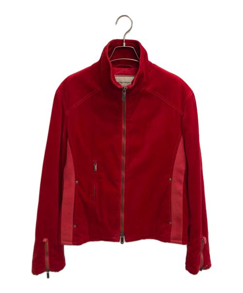 EMPORIO ARMANI（エンポリオアルマーニ）EMPORIO ARMANI (エンポリオアルマーニ) ベロアブルゾン レッド サイズ:46の古着・服飾アイテム