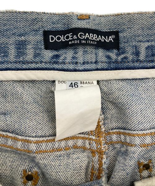 DOLCE & GABBANA（ドルチェ＆ガッバーナ）DOLCE & GABBANA (ドルチェ＆ガッバーナ) リペアデニムパンツ スカイブルー サイズ:SIZE 46の古着・服飾アイテム