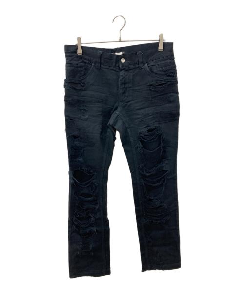 DOLCE & GABBANA（ドルチェ＆ガッバーナ）DOLCE & GABBANA (ドルチェ＆ガッバーナ) デストロイ加工デニムパンツ ブラック サイズ:ｗ29cmの古着・服飾アイテム