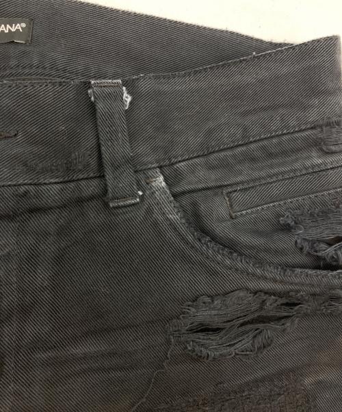DOLCE & GABBANA（ドルチェ＆ガッバーナ）DOLCE & GABBANA (ドルチェ＆ガッバーナ) デストロイ加工デニムパンツ ブラック サイズ:ｗ29cmの古着・服飾アイテム