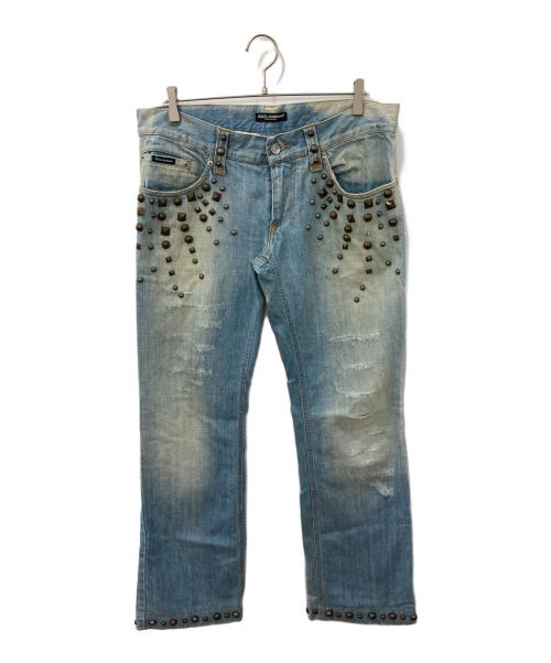 DOLCE & GABBANA（ドルチェ＆ガッバーナ）DOLCE & GABBANA (ドルチェ＆ガッバーナ) スタッズ デニムパンツ スカイブルー サイズ:48の古着・服飾アイテム