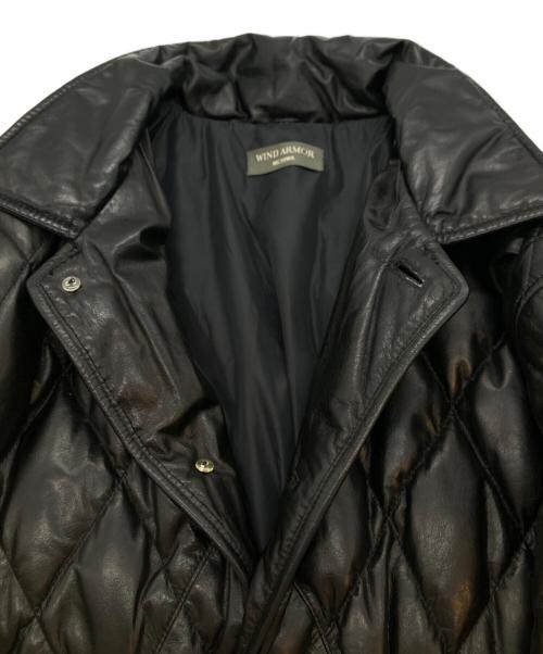 Wind Armor（ウィンドアーマー）Wind Armor (ウィンドアーマー) カウレザーキルティングダウンコート ブラック サイズ:LLの古着・服飾アイテム