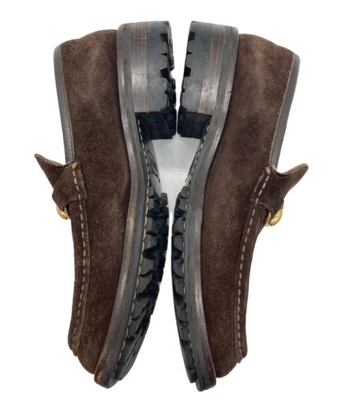 GUCCI（グッチ）GUCCI (グッチ) スクエアトゥービットローファー ブラウン サイズ:401/2の古着・服飾アイテム