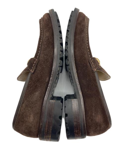 GUCCI（グッチ）GUCCI (グッチ) スクエアトゥービットローファー ブラウン サイズ:401/2の古着・服飾アイテム