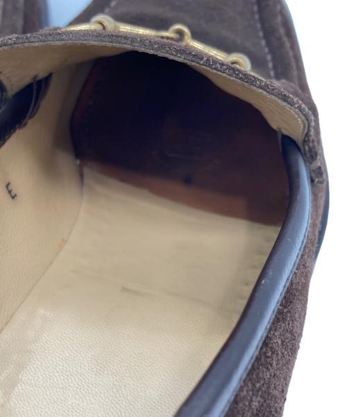 GUCCI（グッチ）GUCCI (グッチ) スクエアトゥービットローファー ブラウン サイズ:401/2の古着・服飾アイテム