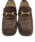 中古・古着 GUCCI (グッチ) スクエアトゥービットローファー ブラウン サイズ:401/2：9000円