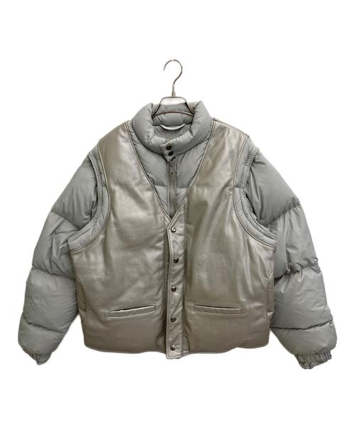 Schott（ショット）Schott (ショット) Supreme (シュプリーム) Down Leather Vest Jacket グレー サイズ:Mの古着・服飾アイテム