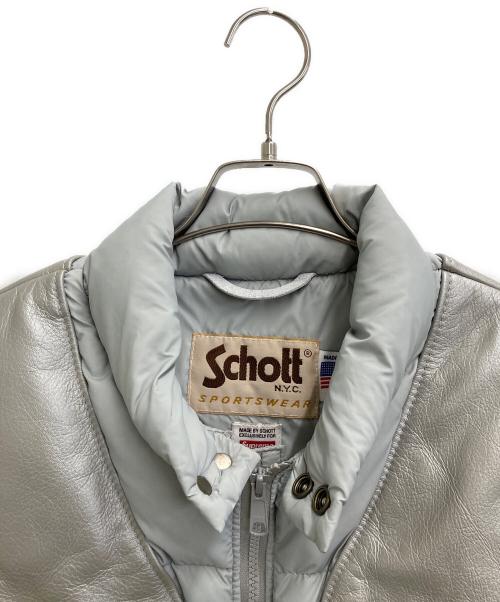 Schott（ショット）Schott (ショット) Supreme (シュプリーム) Down Leather Vest Jacket グレー サイズ:Mの古着・服飾アイテム
