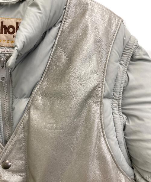 Schott（ショット）Schott (ショット) Supreme (シュプリーム) Down Leather Vest Jacket グレー サイズ:Mの古着・服飾アイテム