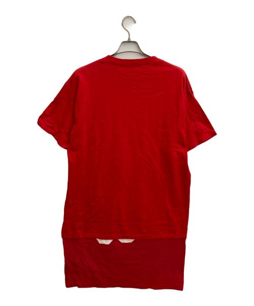 COMME des GARCONS HOMME PLUS（コムデギャルソンオムプリュス）COMME des GARCONS HOMME PLUS (コムデギャルソンオムプリュス) 再構築ロングTシャツ レッド サイズ:ＦＲＥＥの古着・服飾アイテム