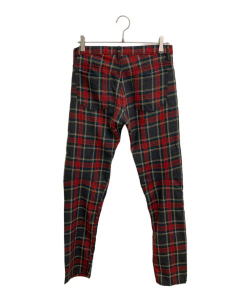 COMME des GARCONS HOMME PLUS（コムデギャルソンオムプリュス）COMME des GARCONS HOMME PLUS (コムデギャルソンオムプリュス) 縮絨チェックタックパンツ グリーン×レッド サイズ:Sの古着・服飾アイテム